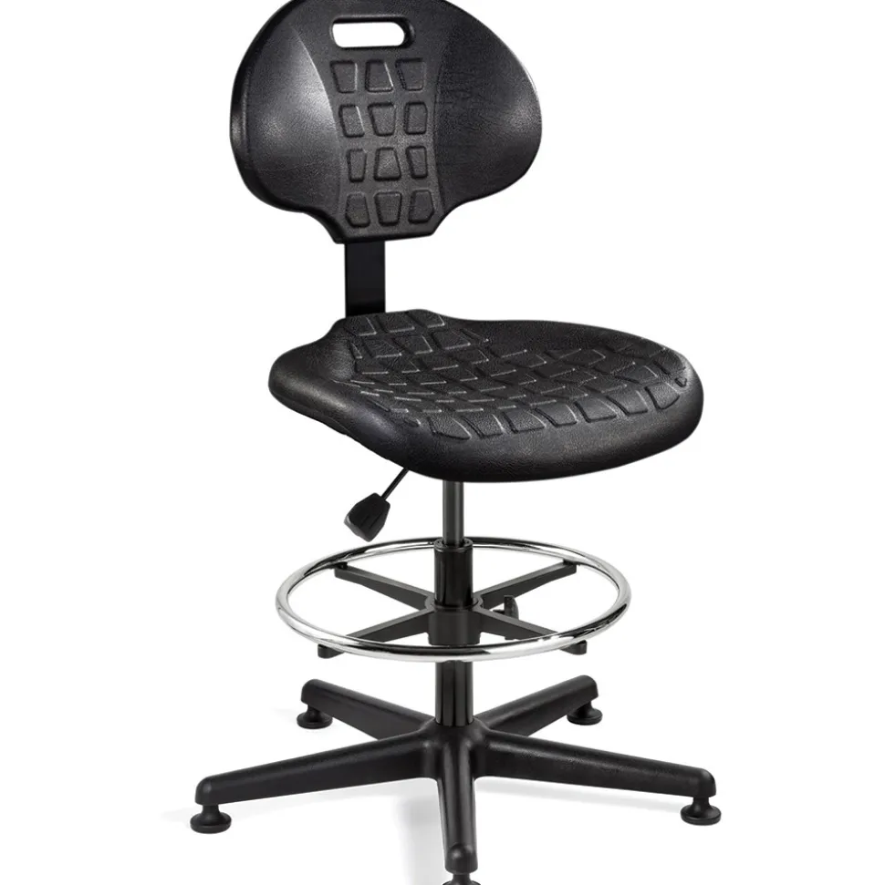 Task Chair: Polyurethane, 21 to 31" Seat Height, Black, Adjustable Height