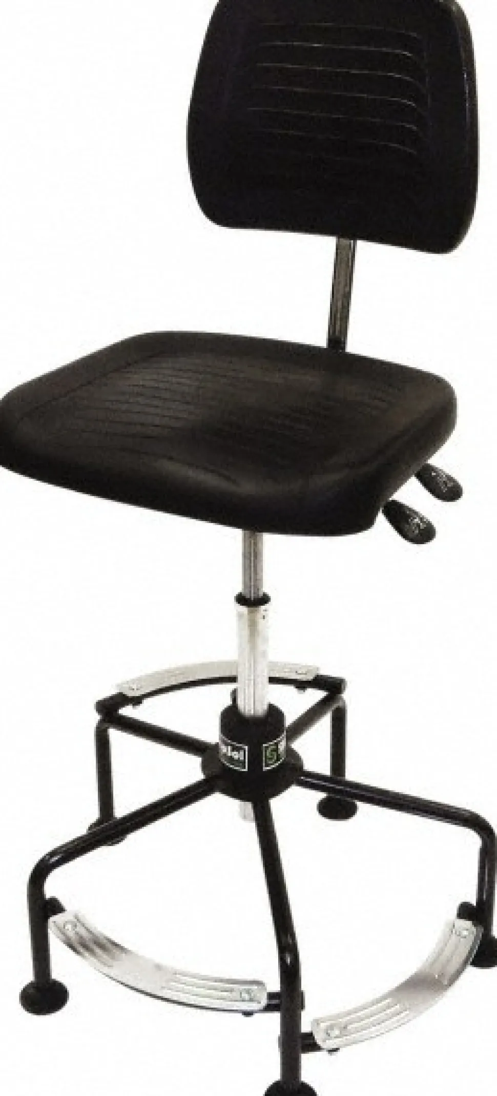 Task Chair: Polyurethane, 20 to 37" Seat Height, Black, Adjustable Height