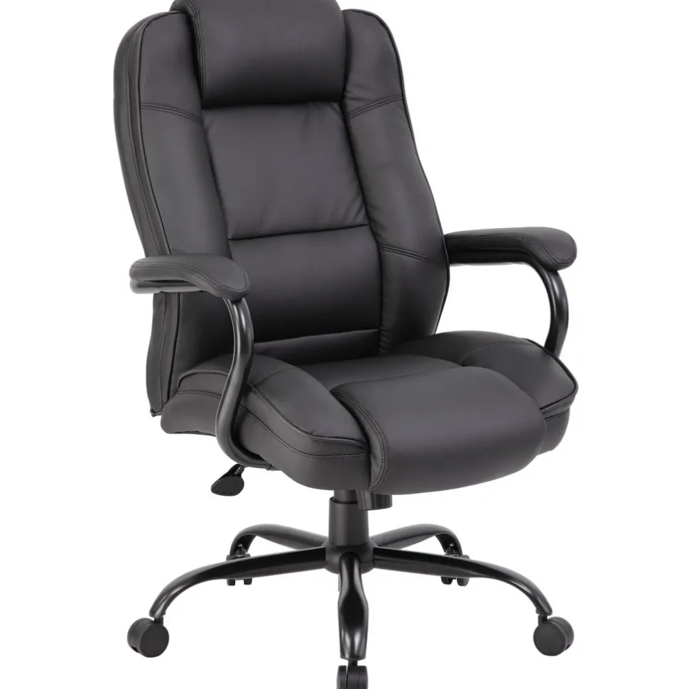 Task Chair: PU Leather, Adjustable Height, Black