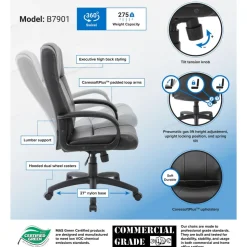 Task Chair: Vinyl, Adjustable Height, Black