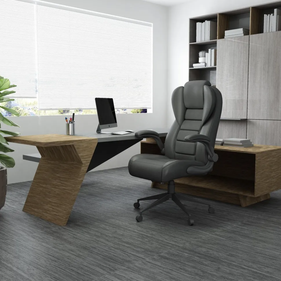 Task Chair: Vinyl, Adjustable Height, Black