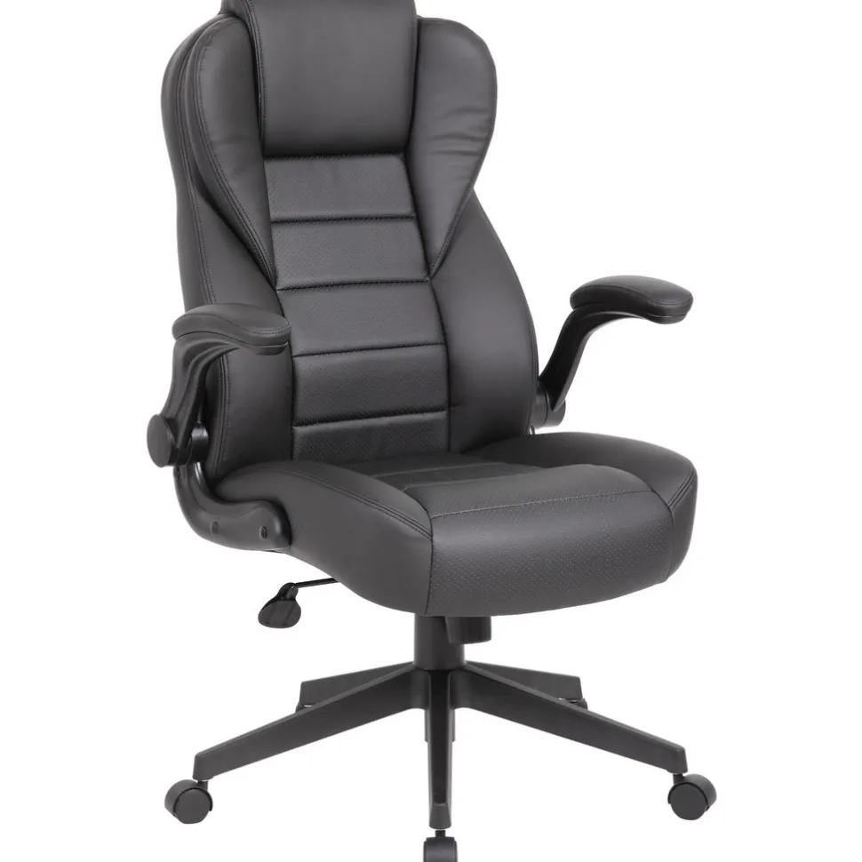 Task Chair: Vinyl, Adjustable Height, Black