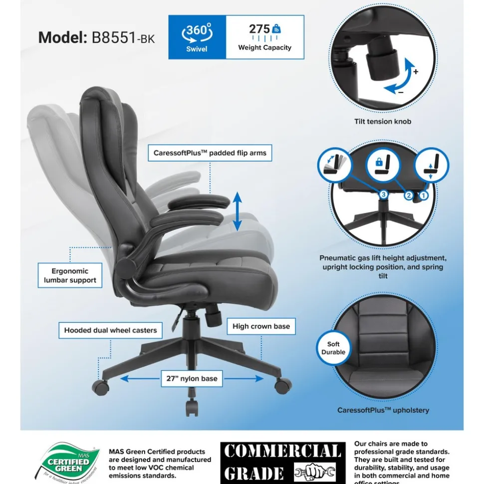 Task Chair: Vinyl, Adjustable Height, Black