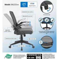 Task Chair: Vinyl, Adjustable Height, Black