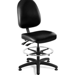 Task Chair: Vinyl, 24 to 34" Seat Height, Black, Adjustable Height
