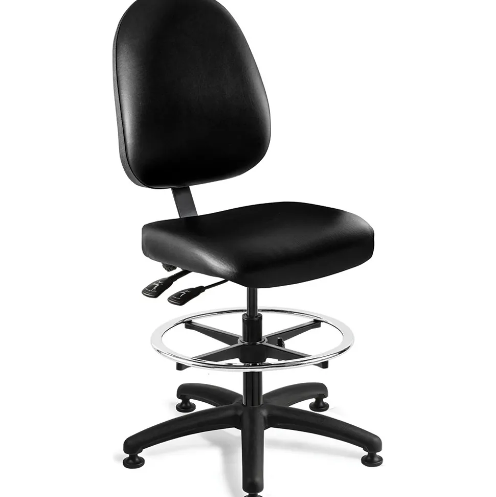Task Chair: Vinyl, 24 to 34" Seat Height, Black, Adjustable Height