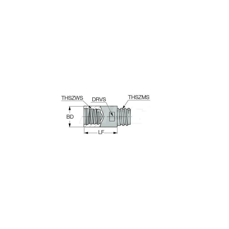 T12 Connection to Tip, T12 Connection to Shank, Milling Tip Insert Threaded Extension