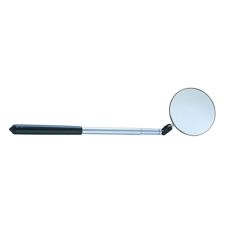 Telescoping Inspection Mirror: Round, Glass Mirror, Vinyl Handle