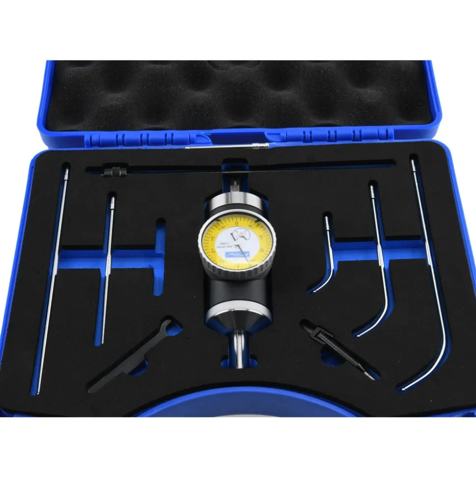 Test Indicator Kit: 7 Pc, 0.2500" Max, 1.6000" Dial Dia, 0-5-0, 0.0002" Accuracy