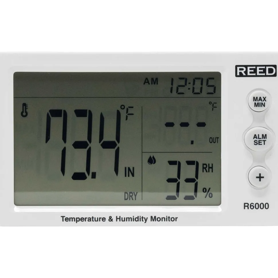 Thermometer/Hygrometers: Minimum Relative Humidity (%): 20; Maximum Relative Humidity (%): 95.00; Minimum Temperature (C): -40.00; Minimum Temperature (F): -40.000; Maximum Temperature (C): 50.00; Maximum Temperature (F): 122.000; Resolution: 0.1; Power Source: 1 (AAA)