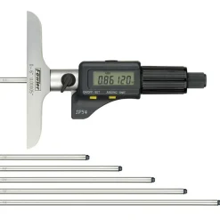 0 to 150mm Range, 4" Base Length, 6 Rods, Friction Thimble, Electronic Depth Micrometer