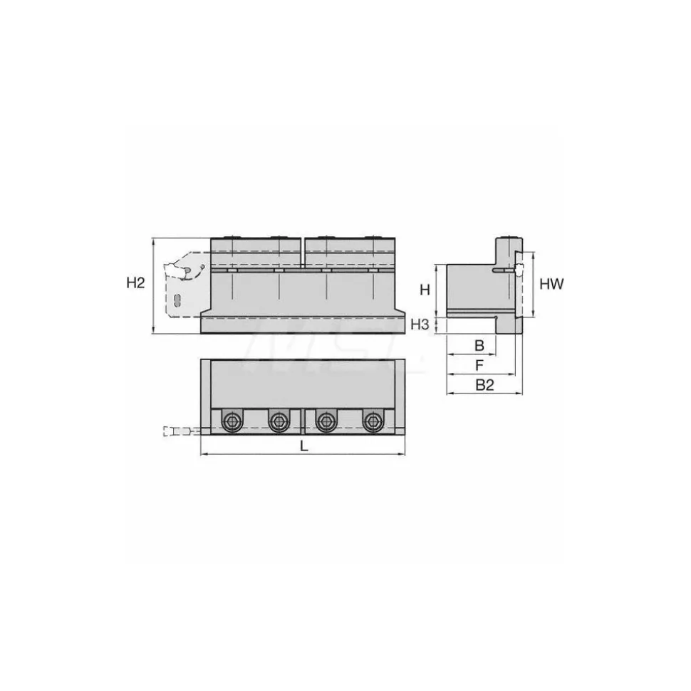 Tool Block Style A2TEN, 32mm Blade Height, 110mm OAL, 48mm OAH, Indexable Cutoff Blade Tool Block