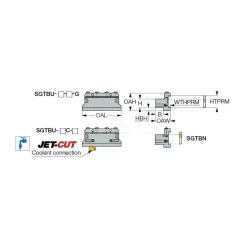 Tool Block Style SGTBU, 1.02" Blade Height, 4.33" OAL, 1-3/4" OAH, Indexable Cutoff Blade Tool Block