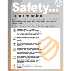 Training & Safety Awareness Posters: Subject: Safety & Regulatory Compliance; Training Program Title: Office Safety, 5S; Message: Safety Is Our Mission; Series: Safety & Health