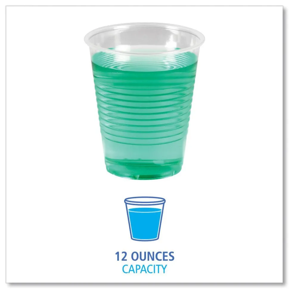 Translucent Plastic Cold Cups, 12 oz, Polypropylene,1000/Carton