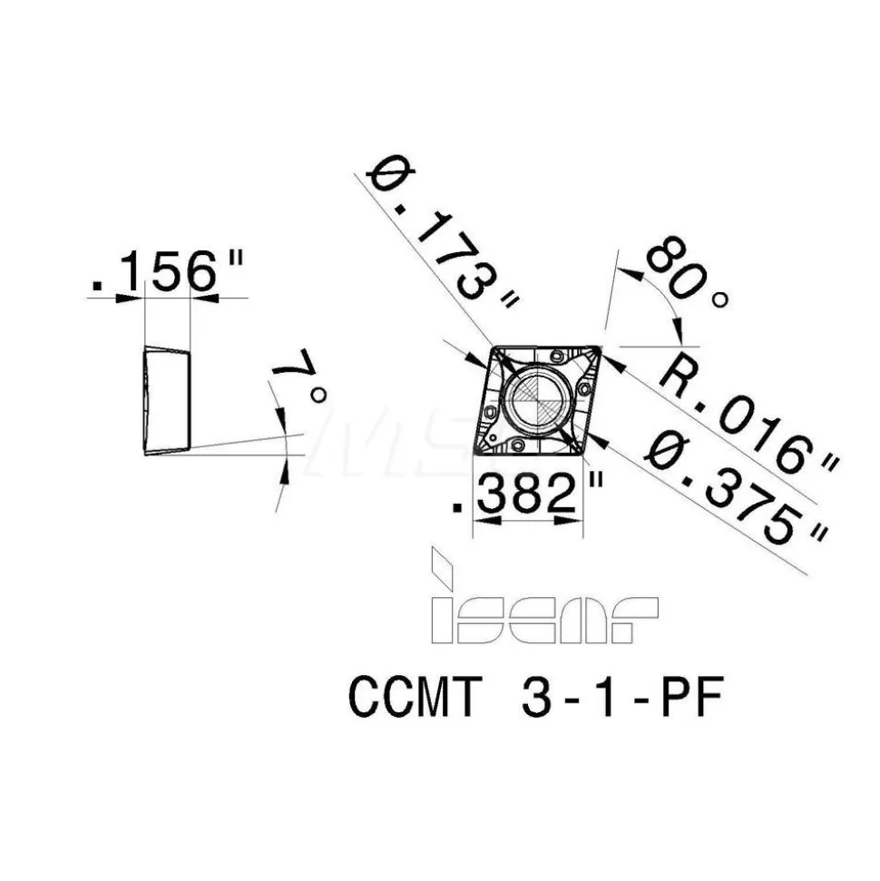 Turning Insert: CCMT3-1-PF IC6015, Carbide
