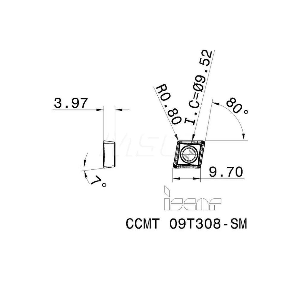 Turning Insert: CCMT32SM IC806, Carbide