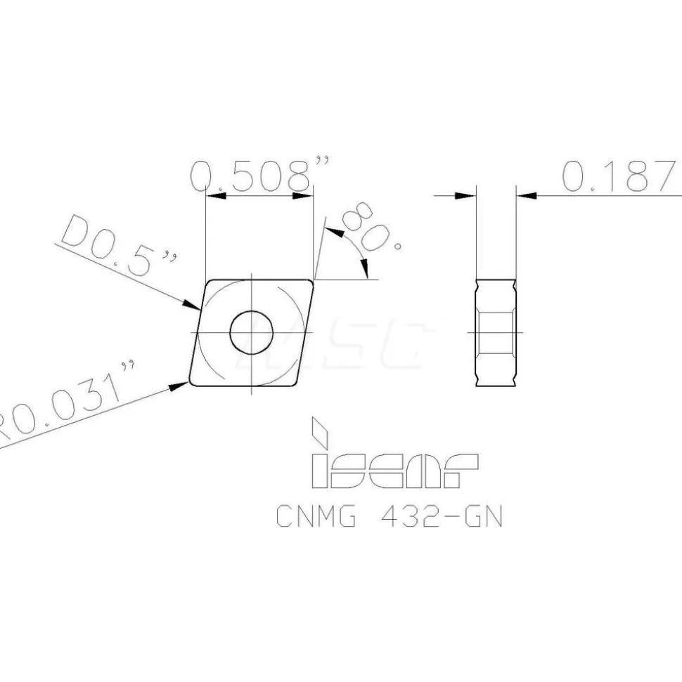 Turning Insert: CNMG432GN IC8250, Carbide