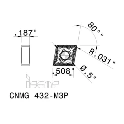 Turning Insert: CNMG432-M3P IC8150, Carbide