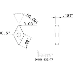 Turning Insert: DNMG432TF IC807, Carbide