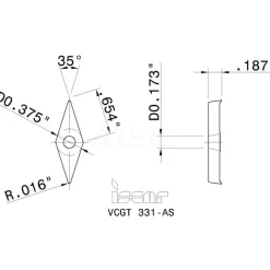 Turning Insert: VCGT331AS IC20, Carbide