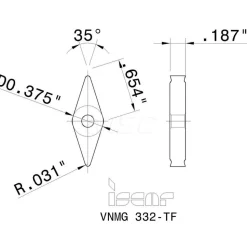 Turning Insert: VNMG332TF IC806, Carbide