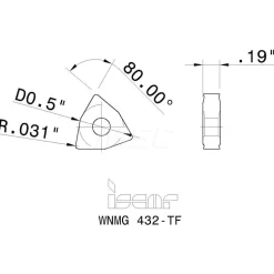 Turning Insert: WNMG432TF GR IC807, Carbide