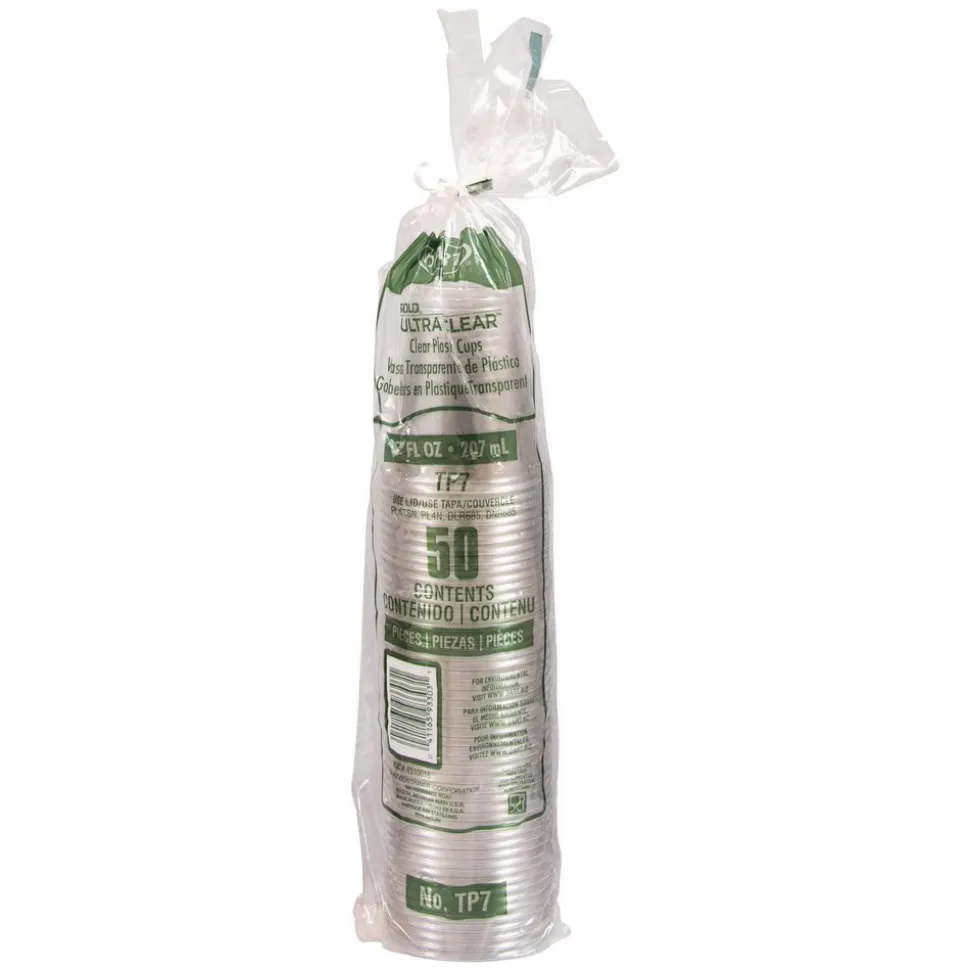 Ultra Clear PETE Cold Cups, 7 oz, Clear, 50/Sleeve