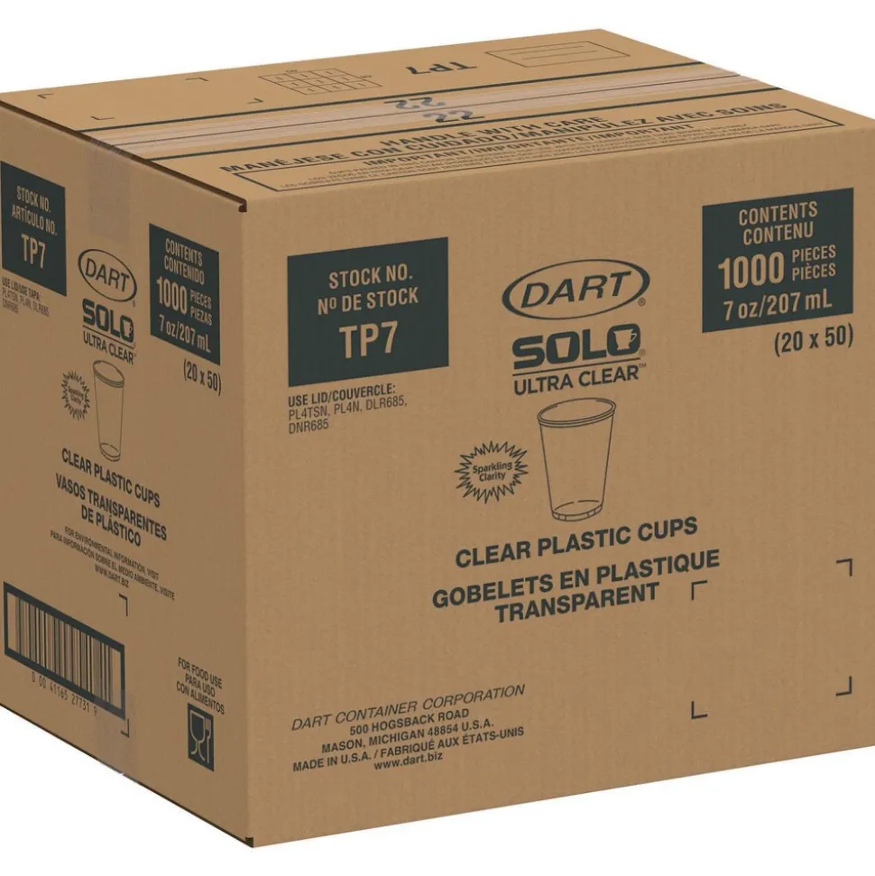 Ultra Clear PETE Cold Cups, 7 oz, Clear, 50/Sleeve