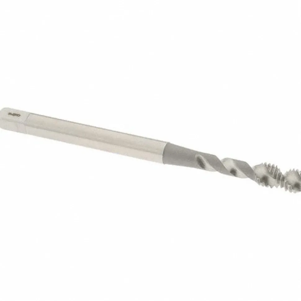 #4-40 UNC, 2 Flute, 50° Helix, Bottoming Chamfer, Bright Finish, High Speed Steel Spiral Flute STI Tap