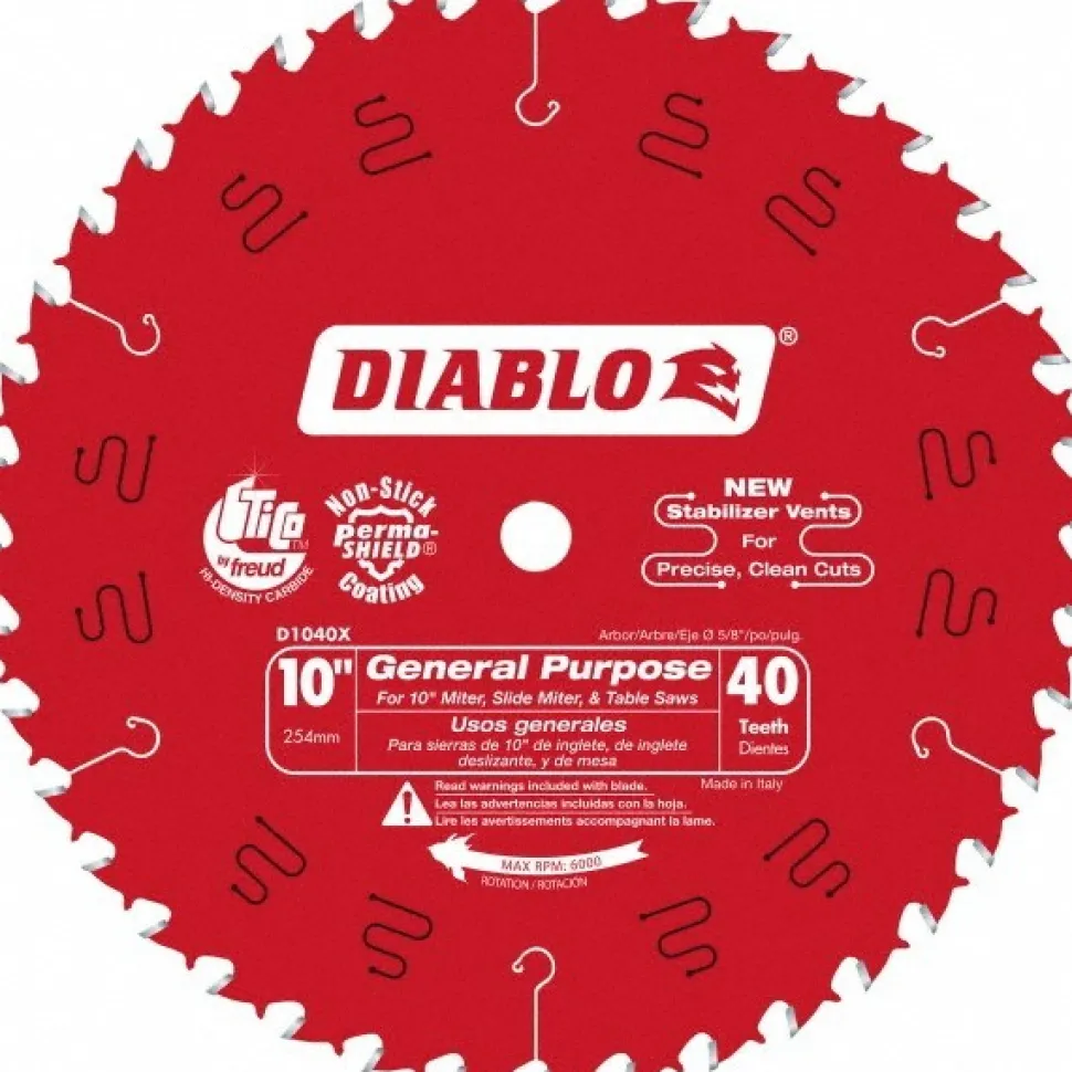 Wet & Dry Cut Saw Blade: 10" Dia, 5/8" Arbor Hole, 0.098" Kerf Width, 40 Teeth