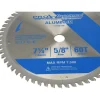 Wet & Dry Cut Saw Blade: 7-1/4" Dia, 5/8" Arbor Hole, 0.0787" Kerf Width, 60 Teeth