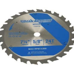 Wet & Dry Cut Saw Blade: 7-1/4" Dia, 5/8" Arbor Hole, 0.0709" Kerf Width, 24 Teeth