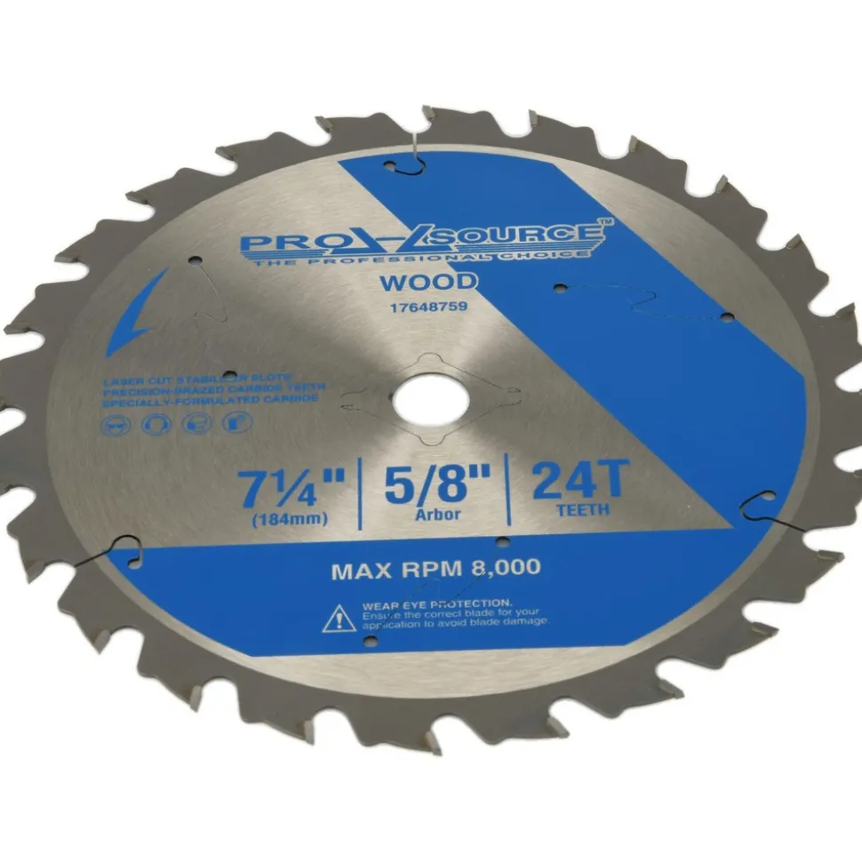 Wet & Dry Cut Saw Blade: 7-1/4" Dia, 5/8" Arbor Hole, 0.0709" Kerf Width, 24 Teeth