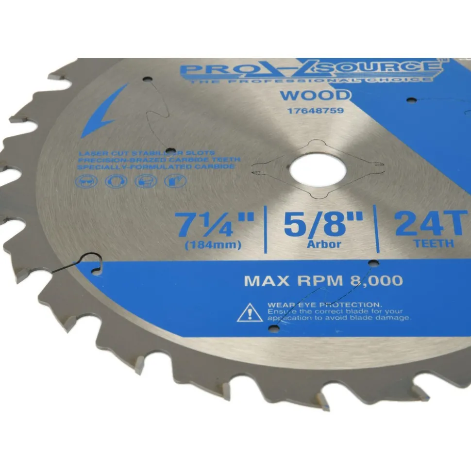 Wet & Dry Cut Saw Blade: 7-1/4" Dia, 5/8" Arbor Hole, 0.0709" Kerf Width, 24 Teeth