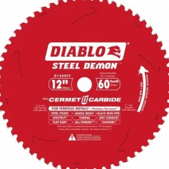 Wet & Dry Cut Saw Blade: 12" Dia, 1" Arbor Hole, 60 Teeth