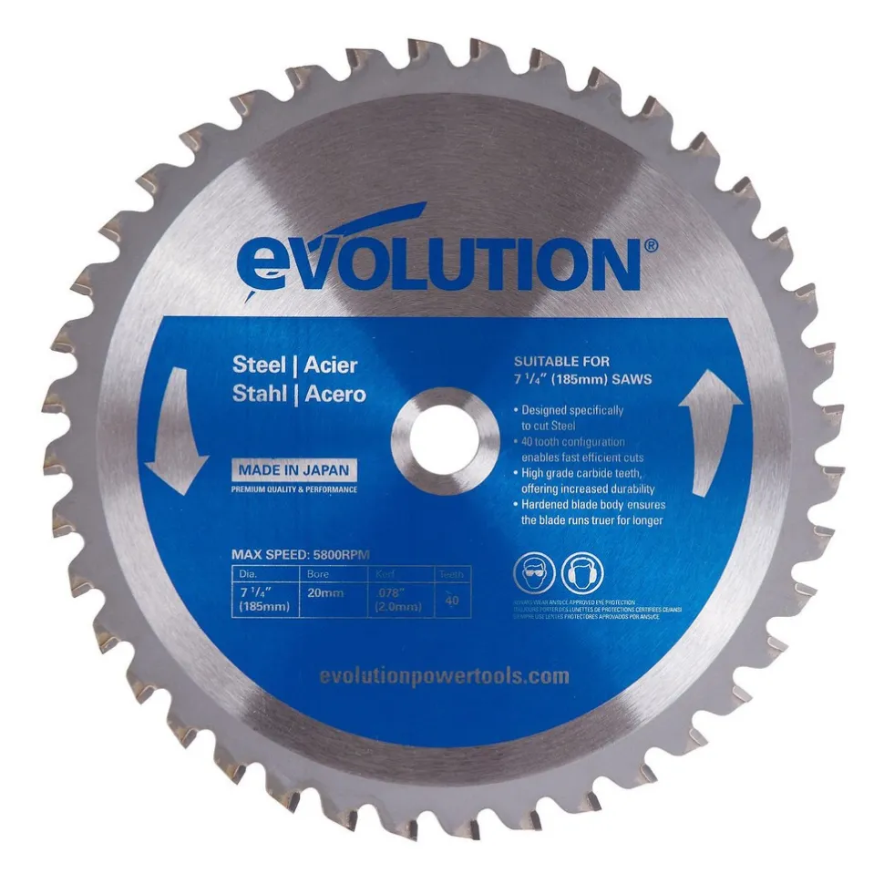 Wet & Dry-Cut Saw Blade: 7-1/4" Dia, 25/32" Arbor Hole, 40 Teeth