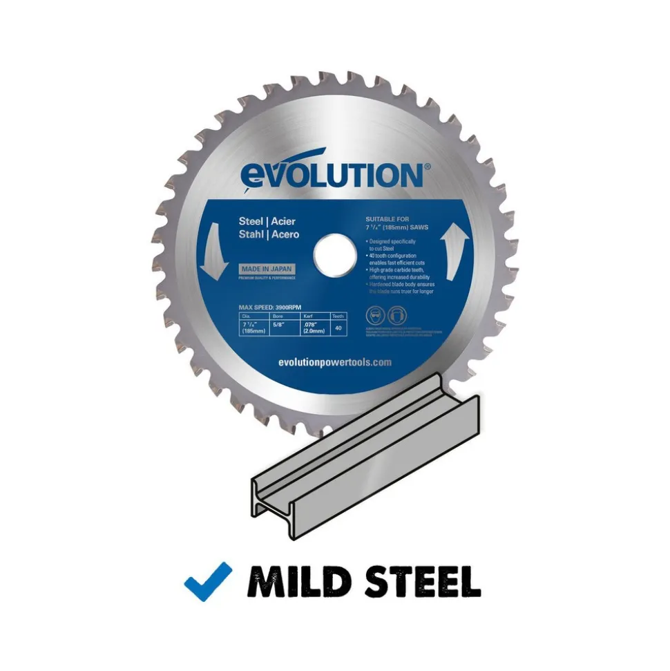 Wet & Dry-Cut Saw Blade: 7-1/4" Dia, 25/32" Arbor Hole, 40 Teeth