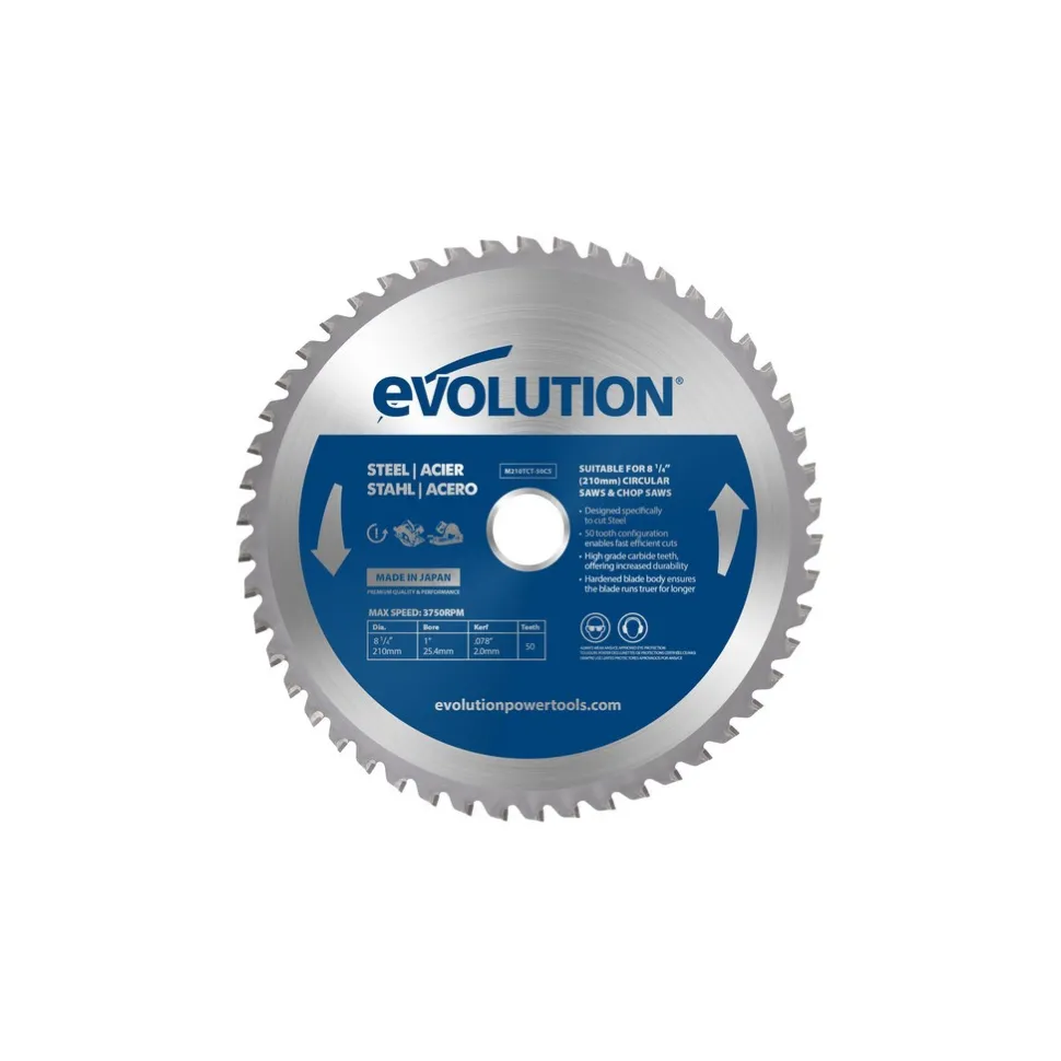 Wet & Dry-Cut Saw Blade: 8-1/4" Dia, 1" Arbor Hole, 50 Teeth