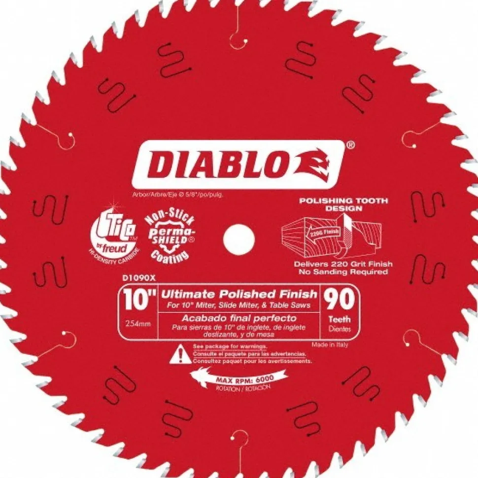 Wet & Dry Cut Saw Blade: 10" Dia, 5/8" Arbor Hole, 0.087" Kerf Width, 90 Teeth