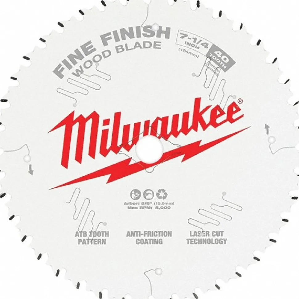 Wet & Dry Cut Saw Blade: 7-1/4" Dia, 0.3937" Arbor Hole, 0.063" Kerf Width, 40 Teeth