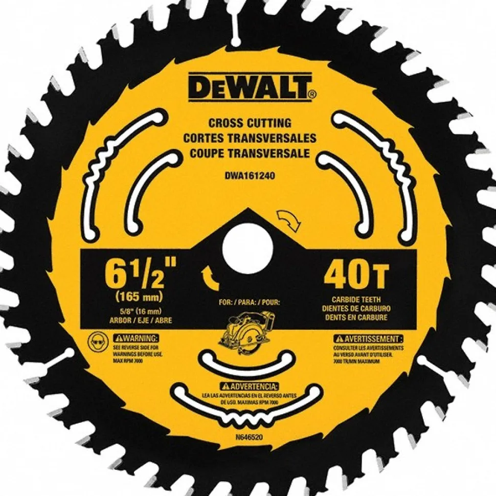 Wet & Dry Cut Saw Blade: 6-1/2" Dia, 5/8" Arbor Hole, 0.065" Kerf Width, 40 Teeth