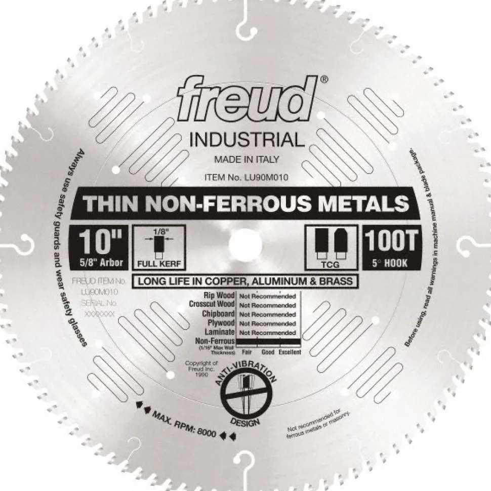 Wet & Dry Cut Saw Blade: 10" Dia, 5/8" Arbor Hole, 0.126" Kerf Width, 100 Teeth