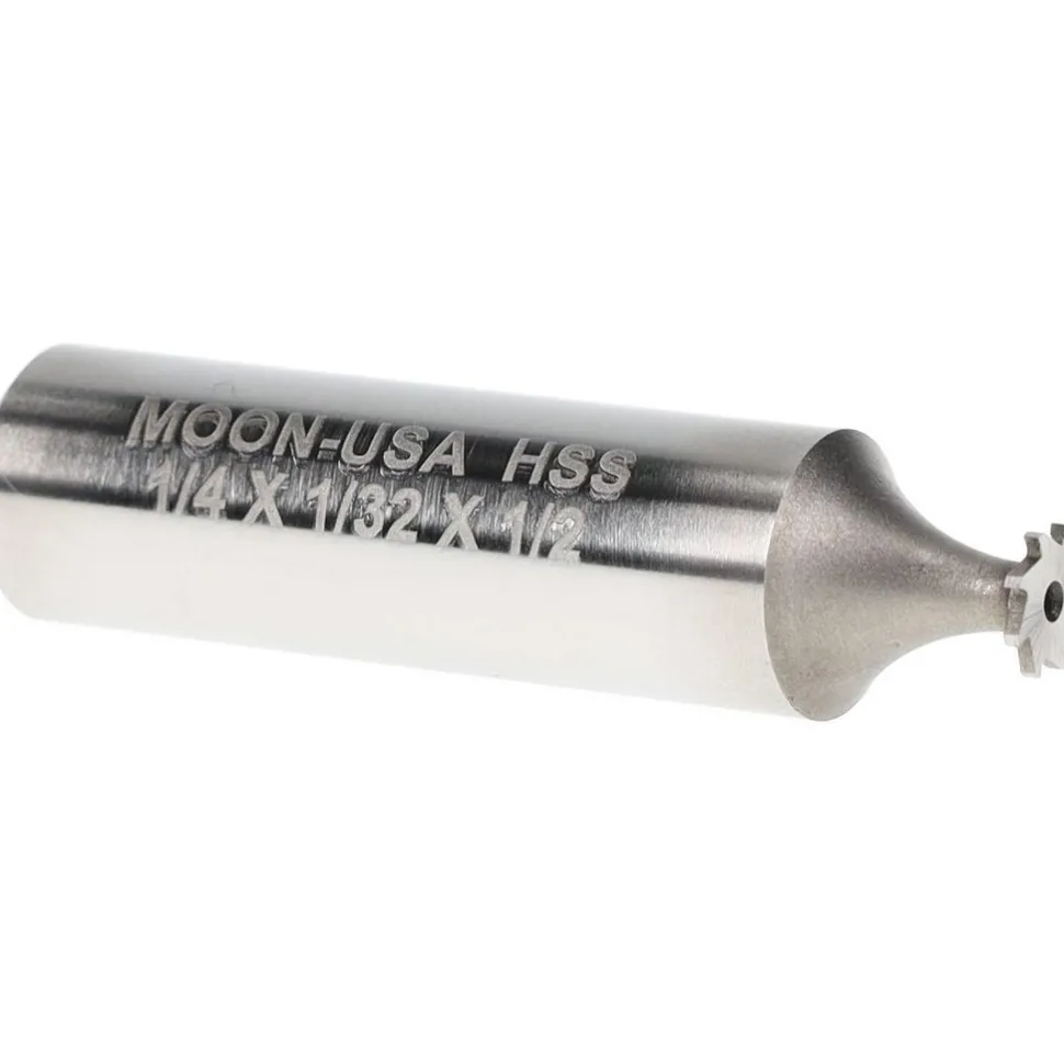 Woodruff Keyseat Cutter: 1/4" Cut Dia, 1/32" Cut Width, 1/2" Shank Dia, Straight Tooth