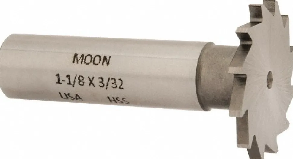 Woodruff Keyseat Cutter: 1-1/8" Cut Dia, 3/32" Cut Width, 1/2" Shank Dia, Straight Tooth