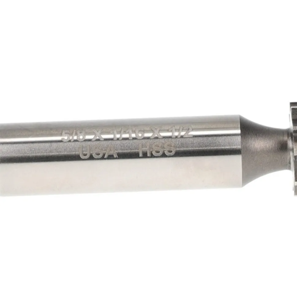 Woodruff Keyseat Cutter: 5/8" Cut Dia, 1/16" Cut Width, 1/2" Shank Dia, Straight Tooth