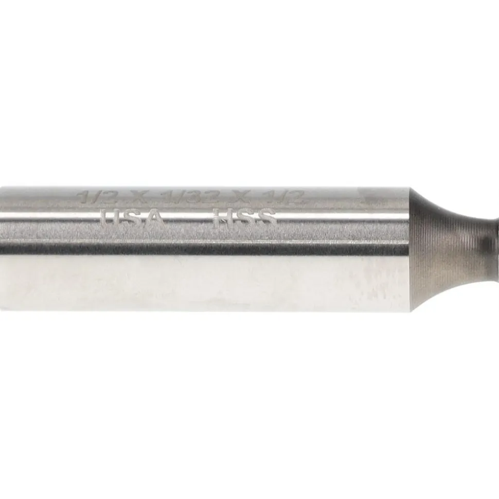 Woodruff Keyseat Cutter: 1/2" Cut Dia, 1/32" Cut Width, 1/2" Shank Dia, Straight Tooth