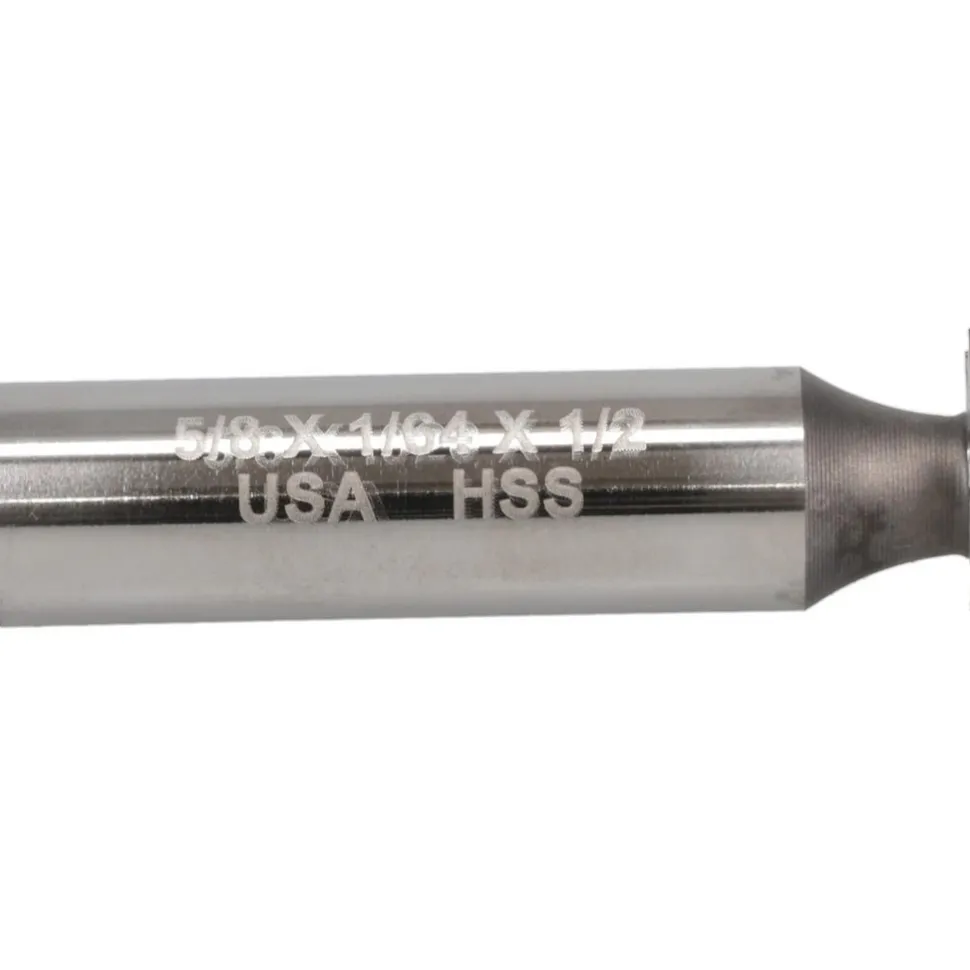 Woodruff Keyseat Cutter: 5/8" Cut Dia, 1/64" Cut Width, 1/2" Shank Dia, Straight Tooth