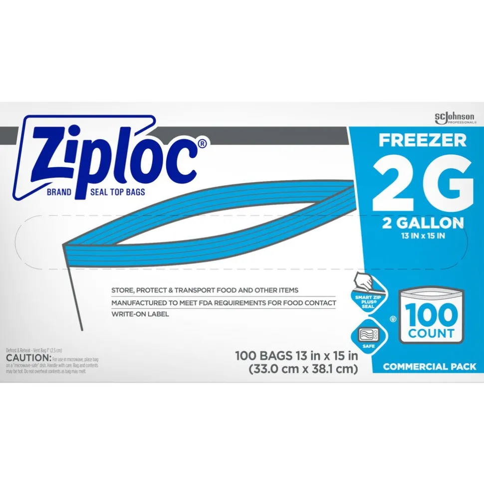 Ziploc Freezer Bags, 2 Gallon, 100/box