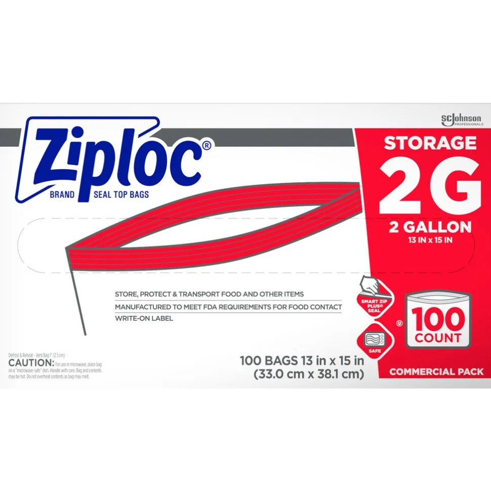 Ziploc Storage Bags, 2 Gallon, 100/box